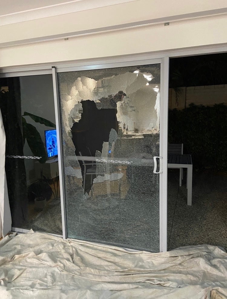 Broken sliding door glass during an after-hours emergency call-out