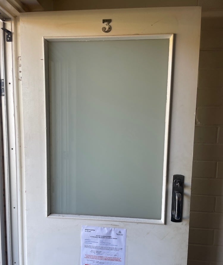 Frosted glass door panel installation