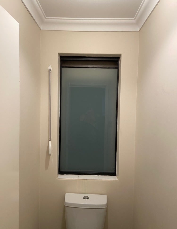 Frosted glass window in a hallway